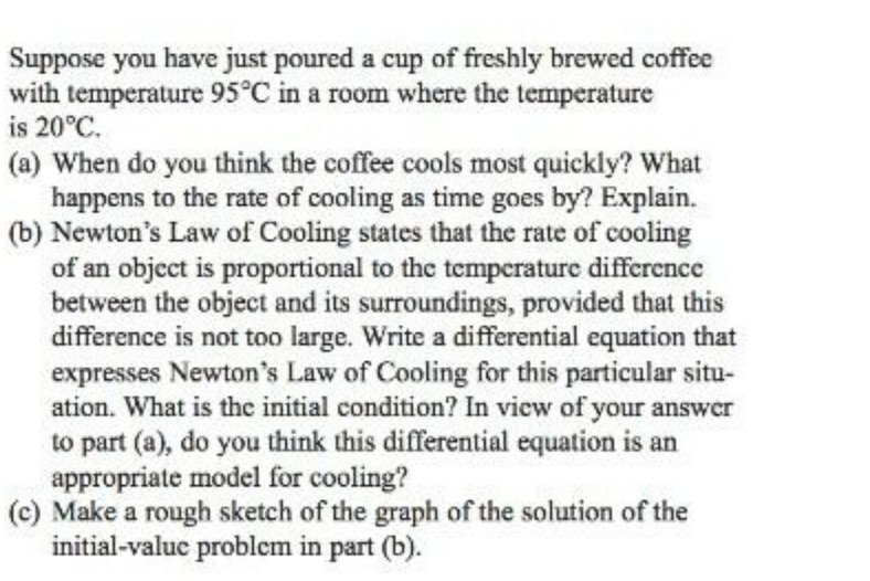 Suppose you have just poured a cup of freshly