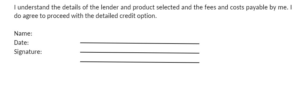 I understand the details of the lender and