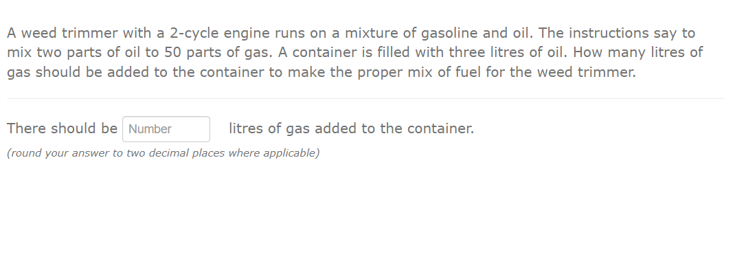 A weed trimmer with a 2-cycle engine runs on a