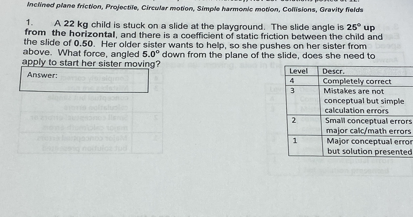 Inclined plane friction, Projectile, Circular