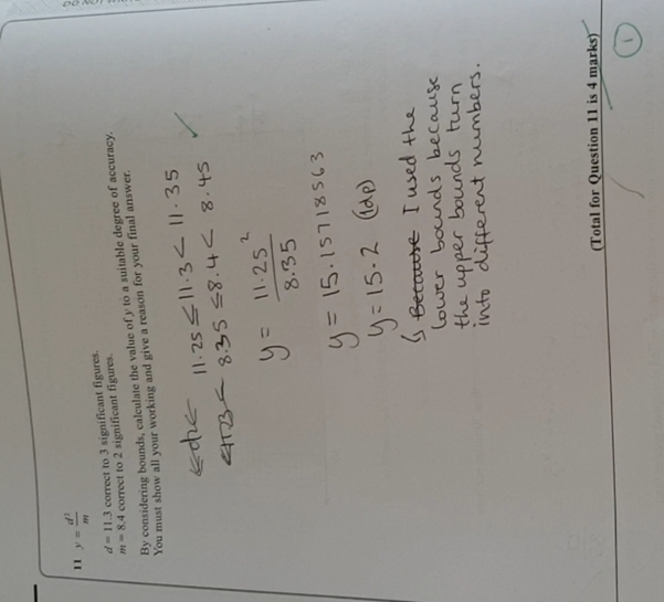 d - 11.3 correct to 3 significant figures. m =
