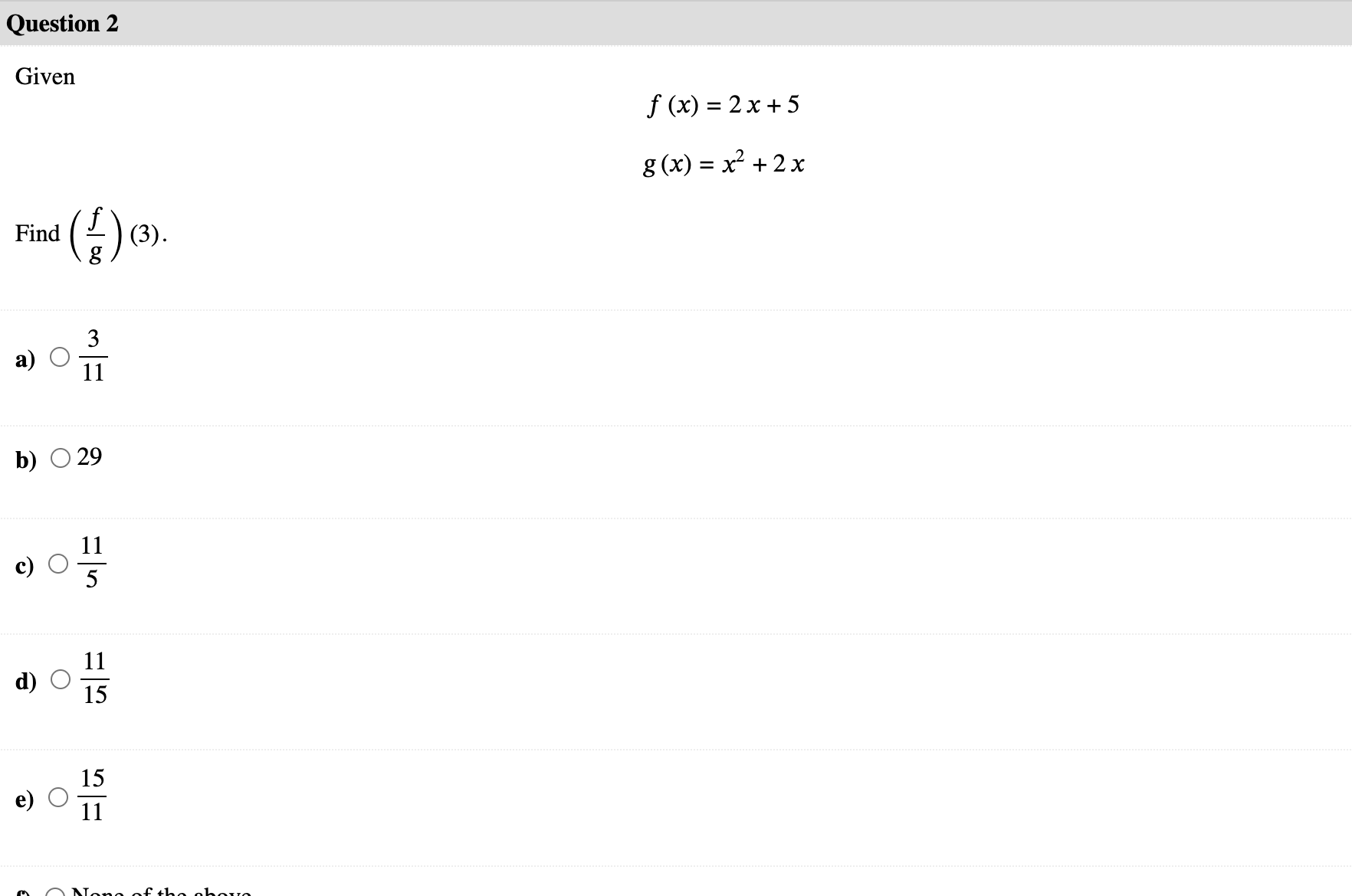 Given f (x) = 3x+5 g ( x) = x +4x Find (f - g)