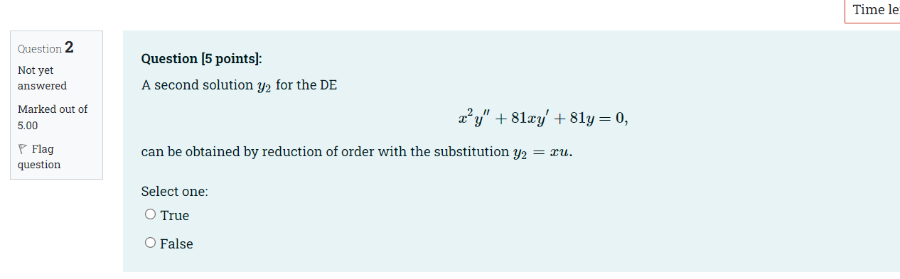 Time le Question 2 Question [5 points]: Not yet