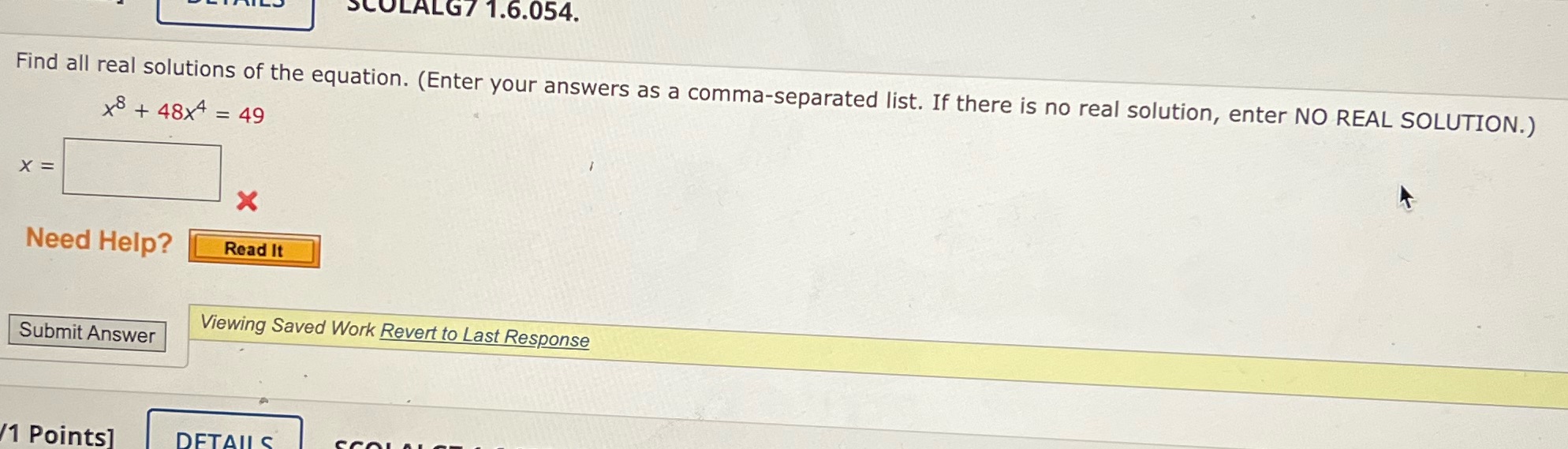 SCOLALG7 1.6.054. Find all real solutions of the