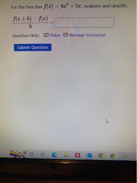 For the function f(x) - 67 + 5:x, evaluate and