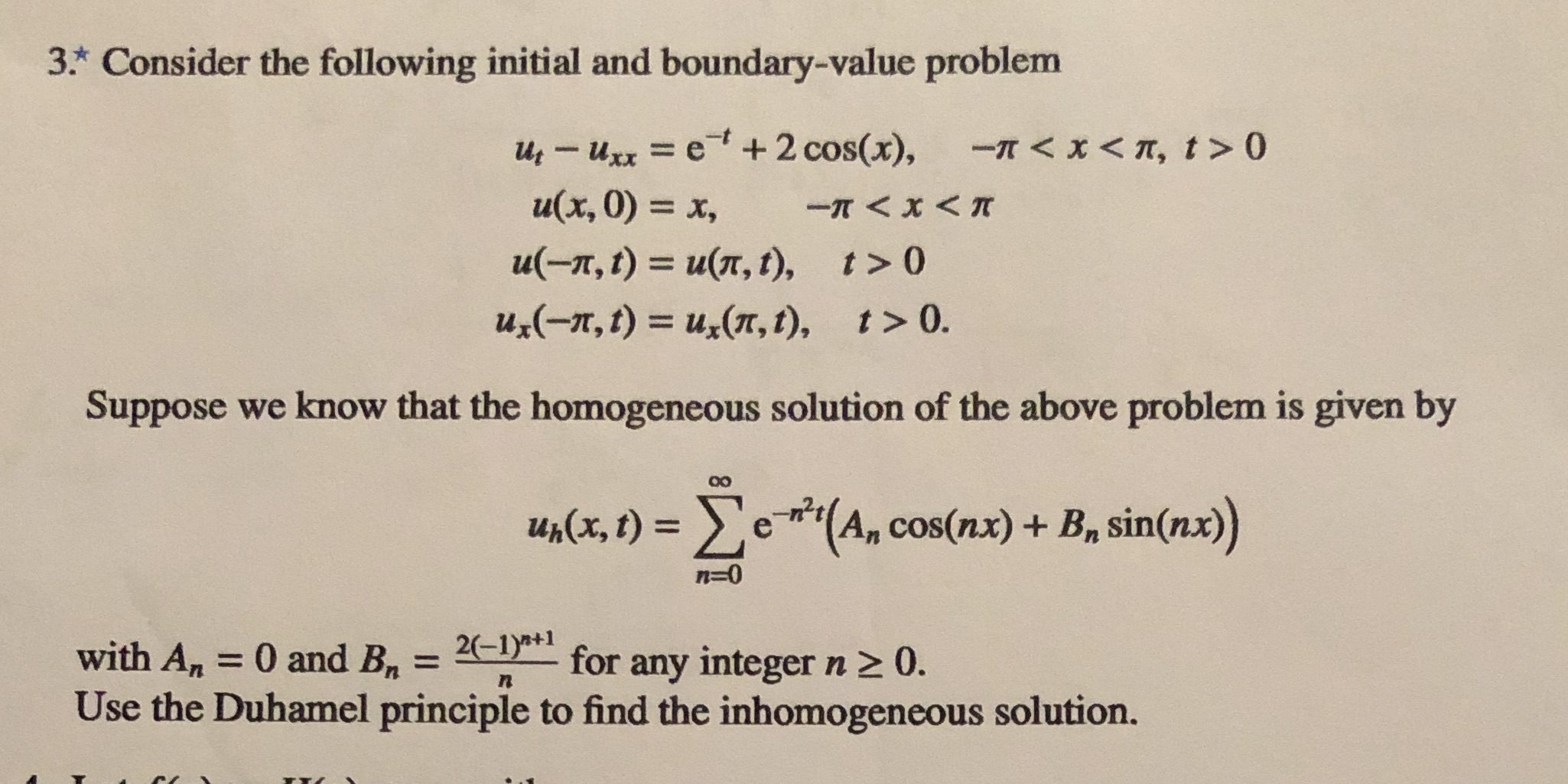 Partial differential equations 3* Consider the