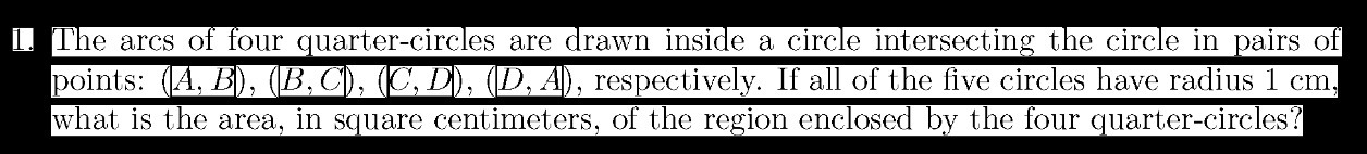 The arcs of four quarter-circles are drawn inside