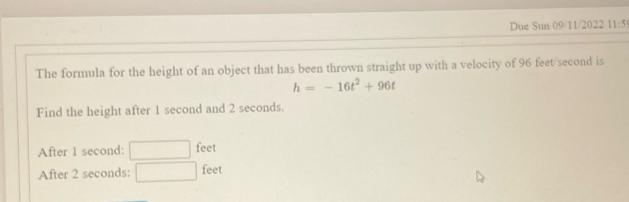 The formula for the height of an object that has