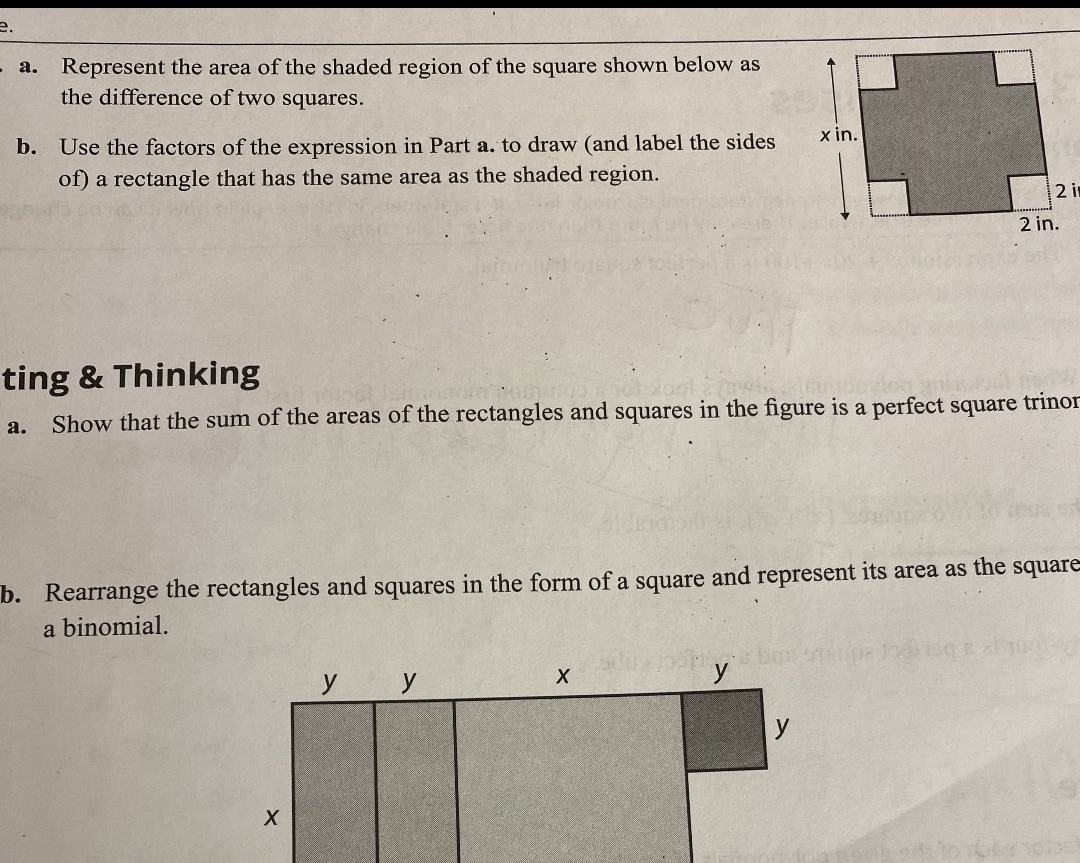 a. Represent the area of the shaded region of the
