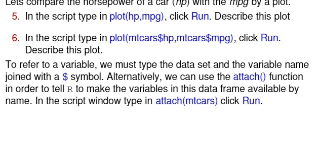 Lets compare the horsepower of a car (np) with