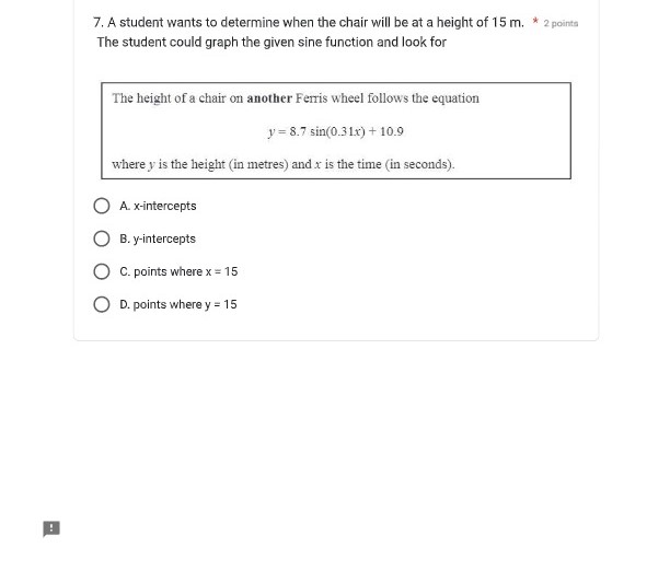 1. The value of d in the sinusoidal function is *
