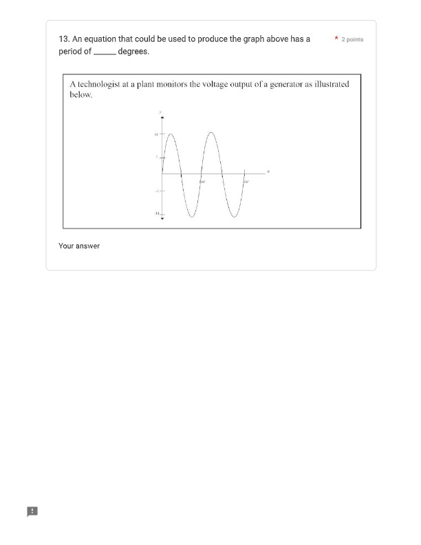 1. The value of d in the sinusoidal function is *