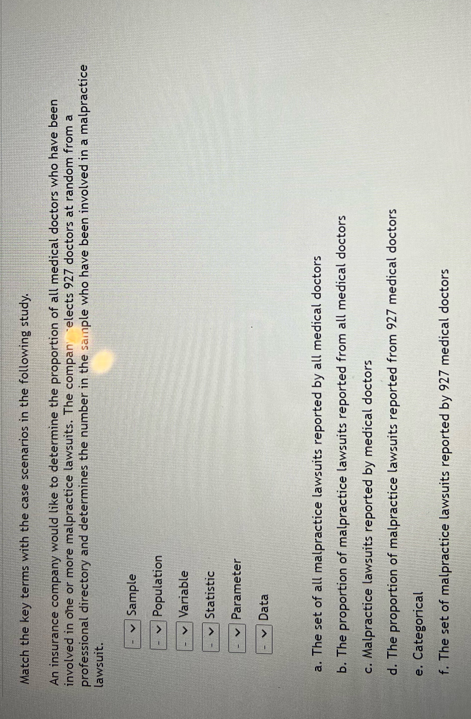 Match the key terms with the case scenarios in