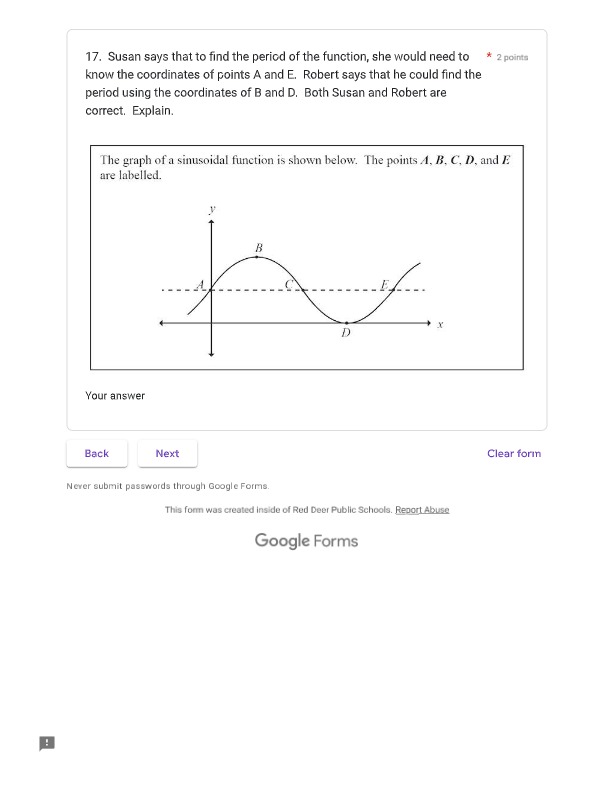 1. The value of d in the sinusoidal function is *