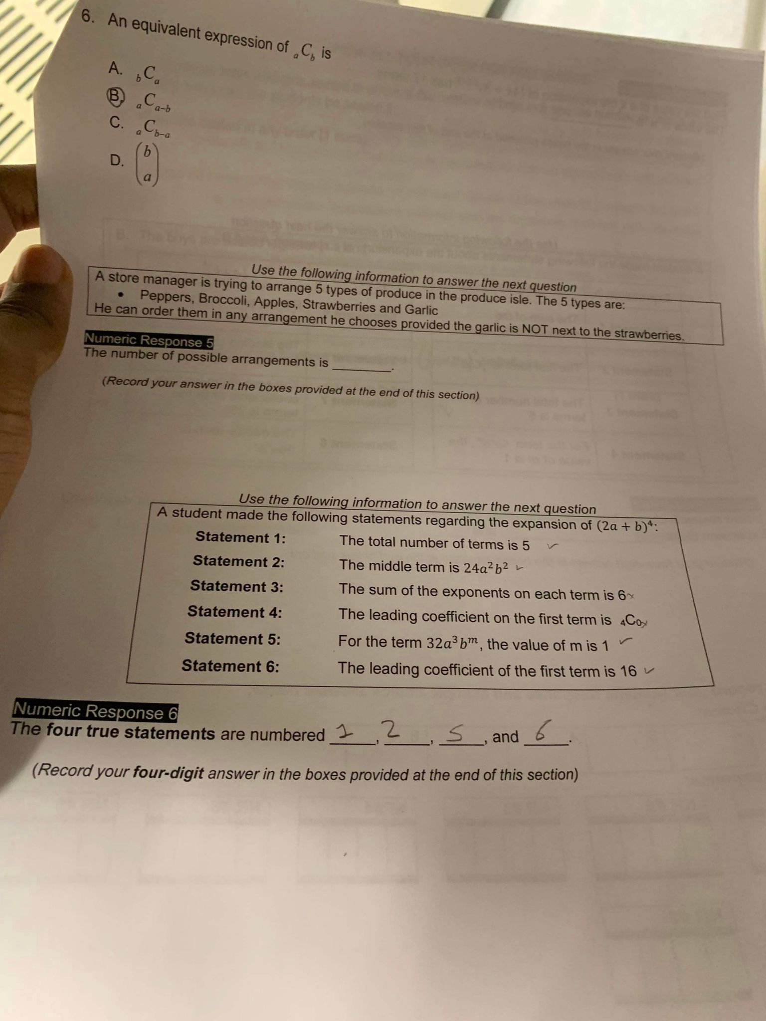 Numeric Response 7 The value of a is Find the