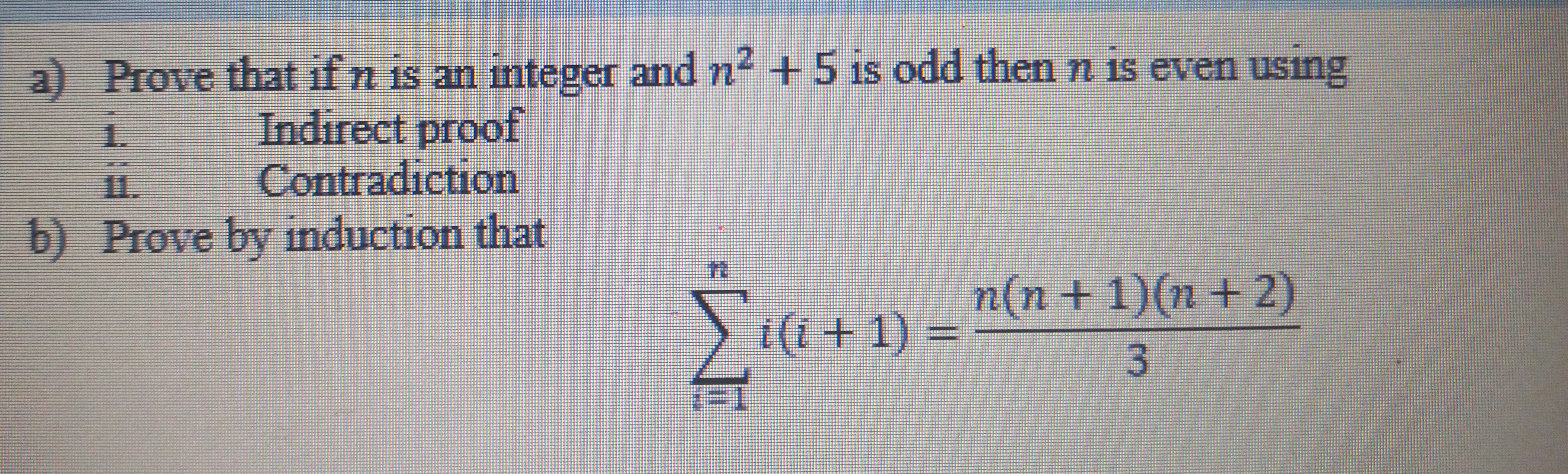 Prove that if n is an integer and n + 5 is odd