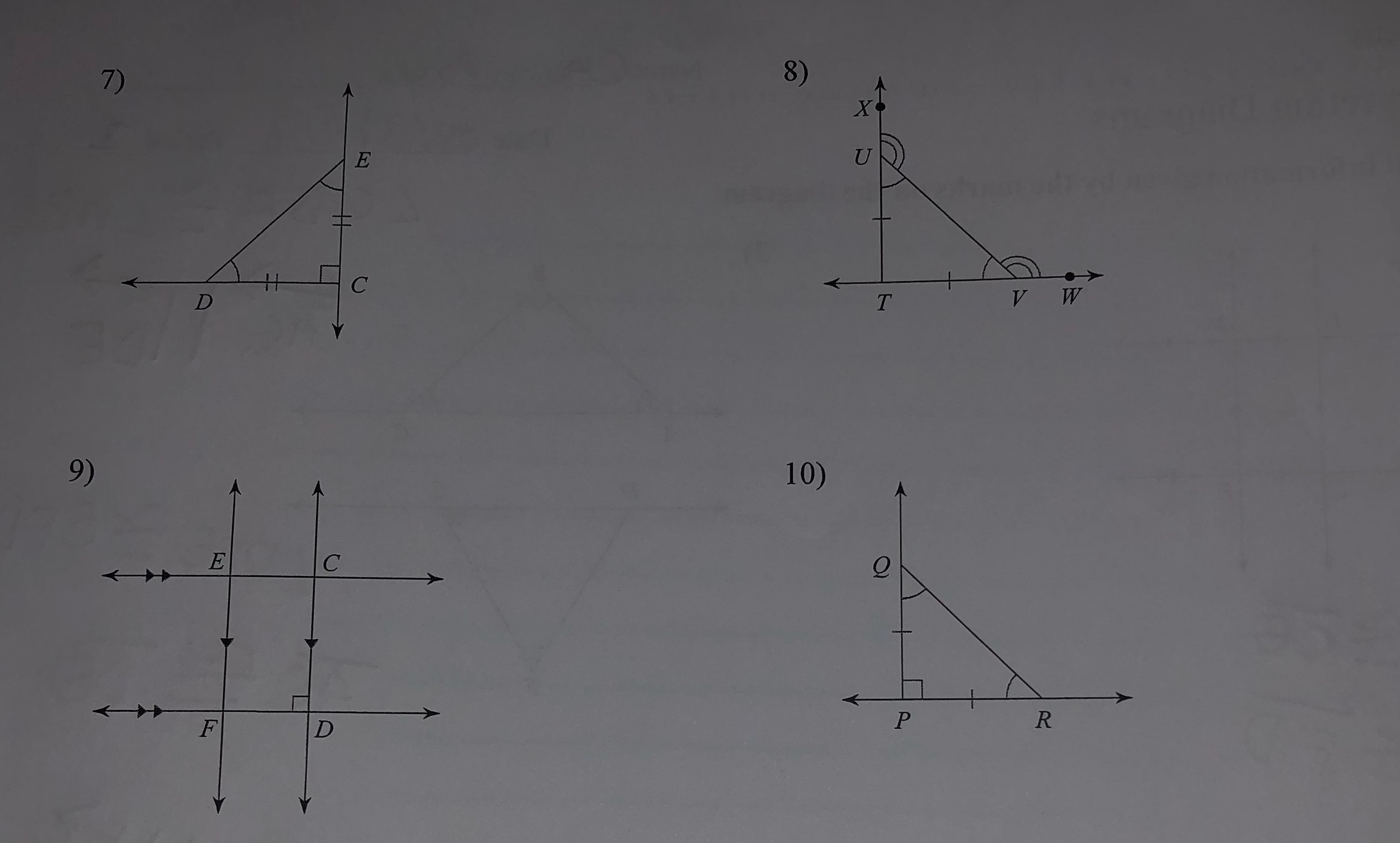 list the information for each diagram 8 7) E U C