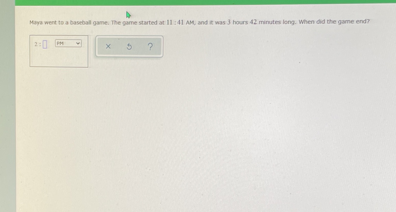 Maya went to a baseball game. The game started at