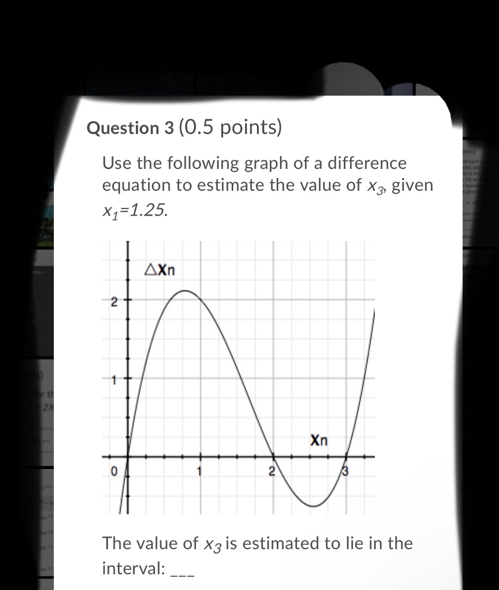 Question 3 (0.5 points) Use the following graph