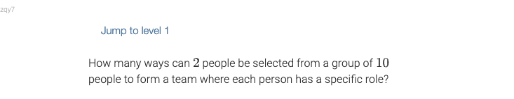 zqy7 Jump to level 1 How many ways can 2 people