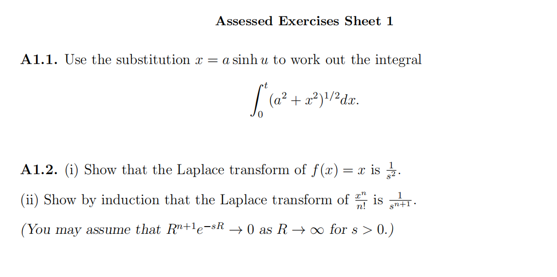 Assessed Exercises Sheet 1 A1.1. Use the