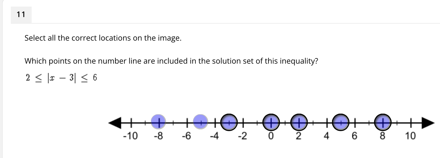 11 Select all the correct locations on the image.