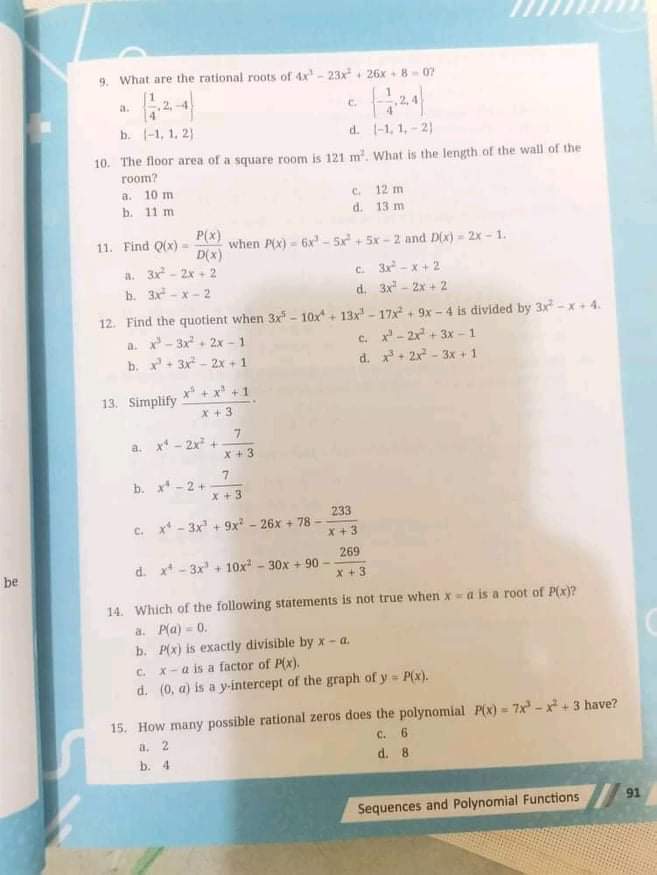 16. If Plan) is divided by D(x), which will give