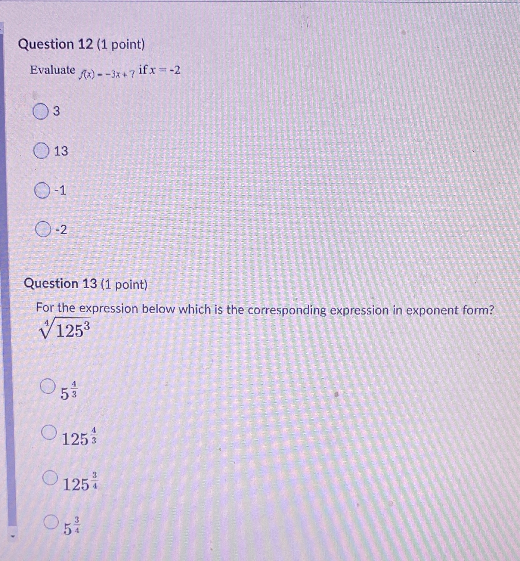 Which of these is the correct answer for each?