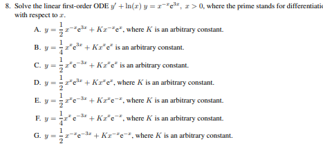8. Solve the linear first-order ODE y' +