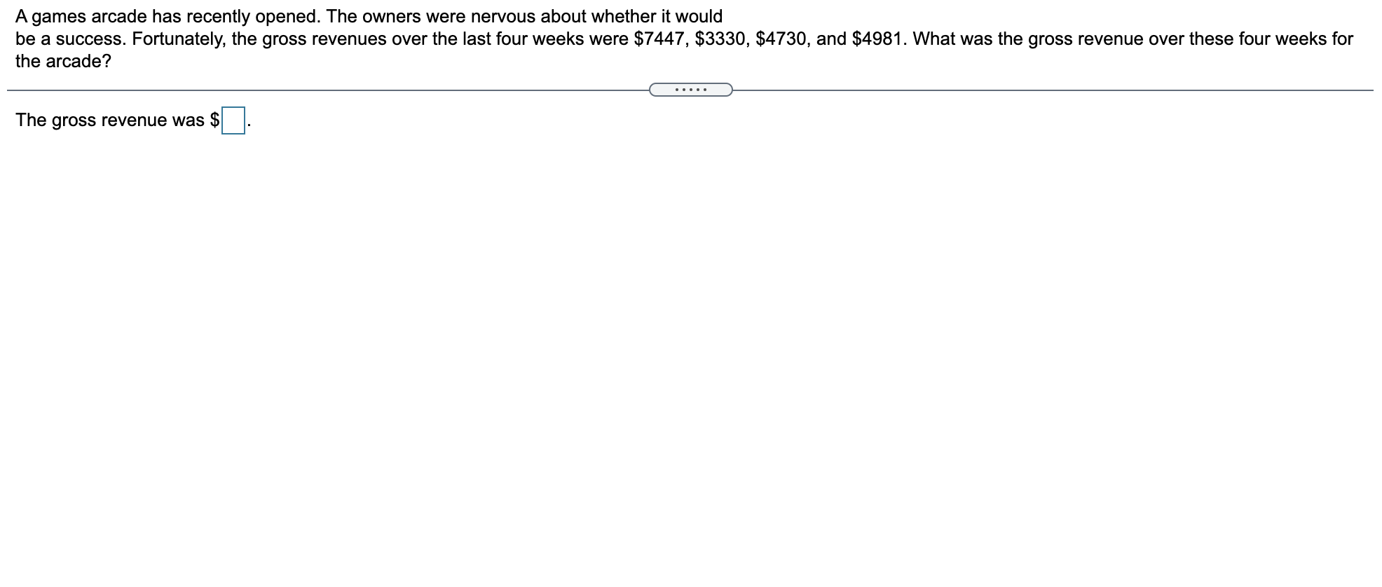 HELP ME WITH MY HOMEWORK. A games arcade has