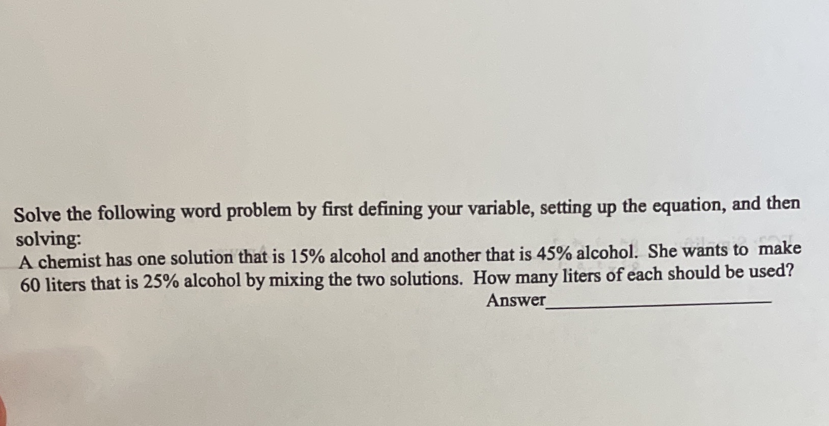 help Solve the following word problem by first