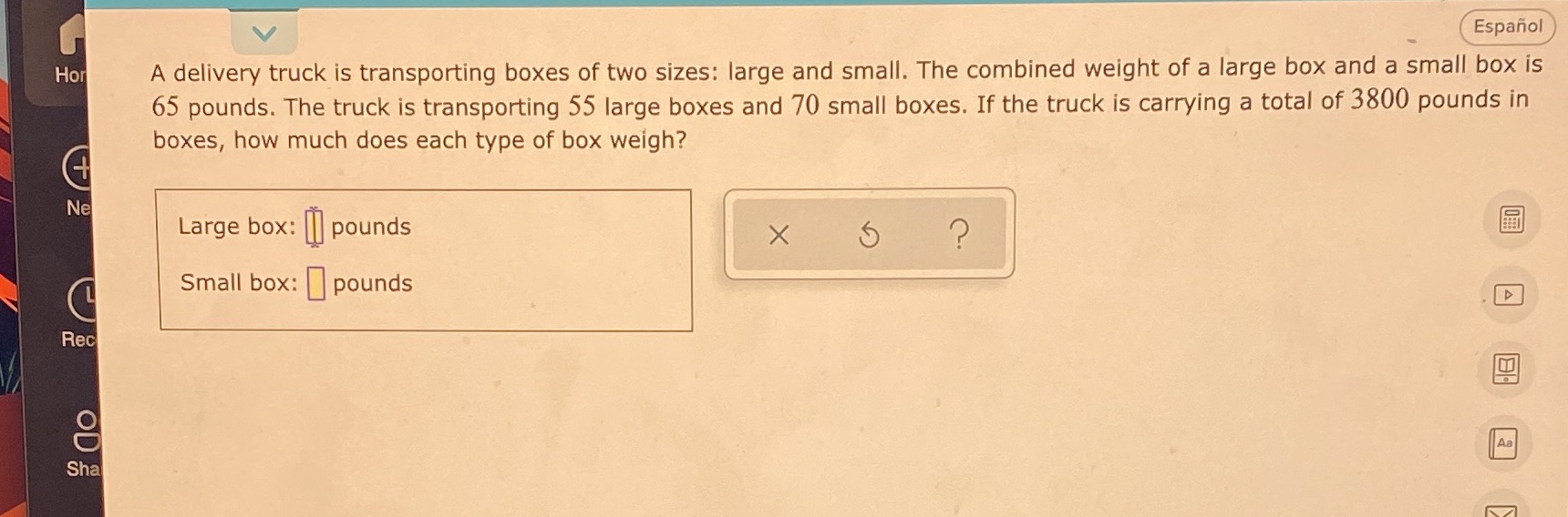 Espanol Hor A delivery truck is transporting