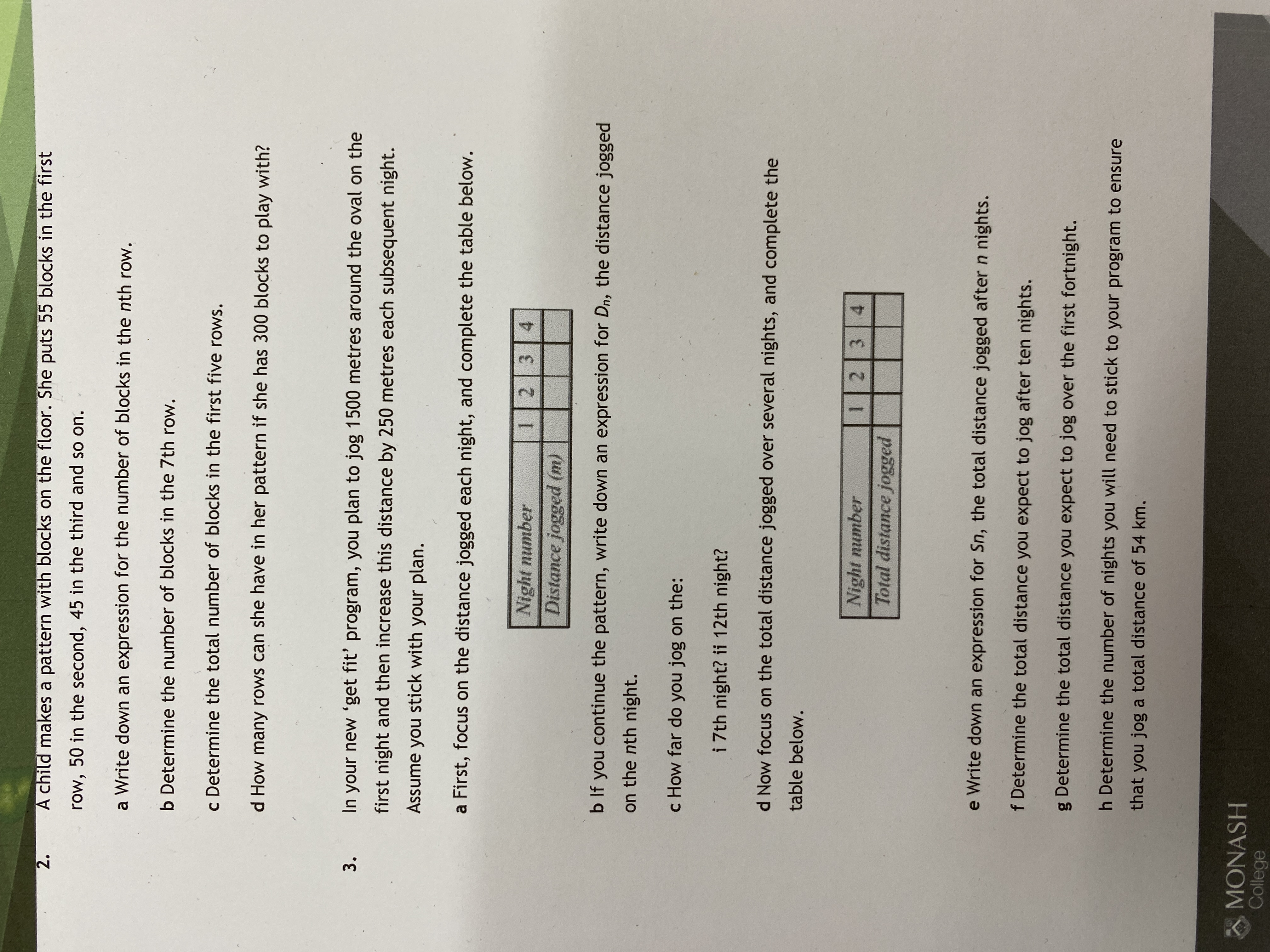 Application of Arithmetic Sequences \f\f