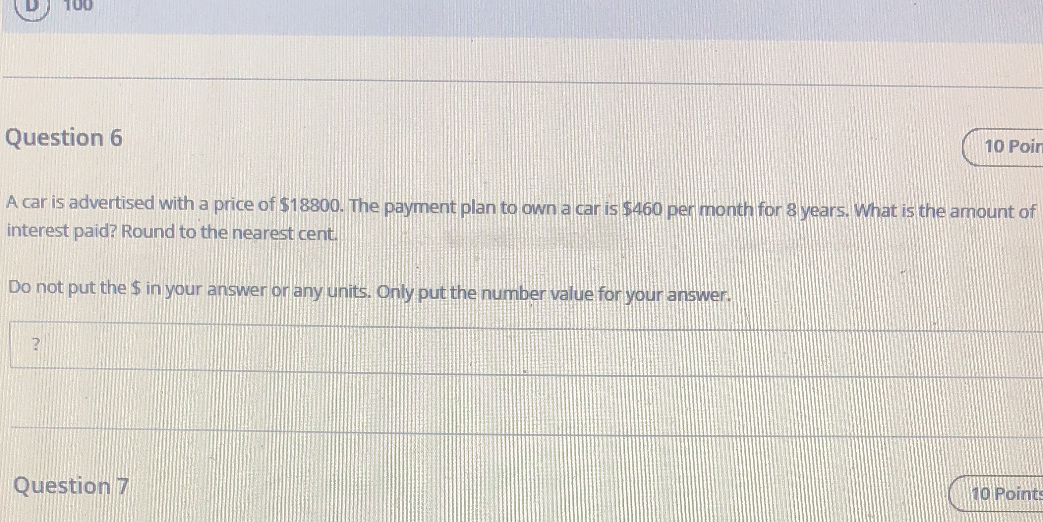 100 Question 6 10 Poir A car is advertised with a