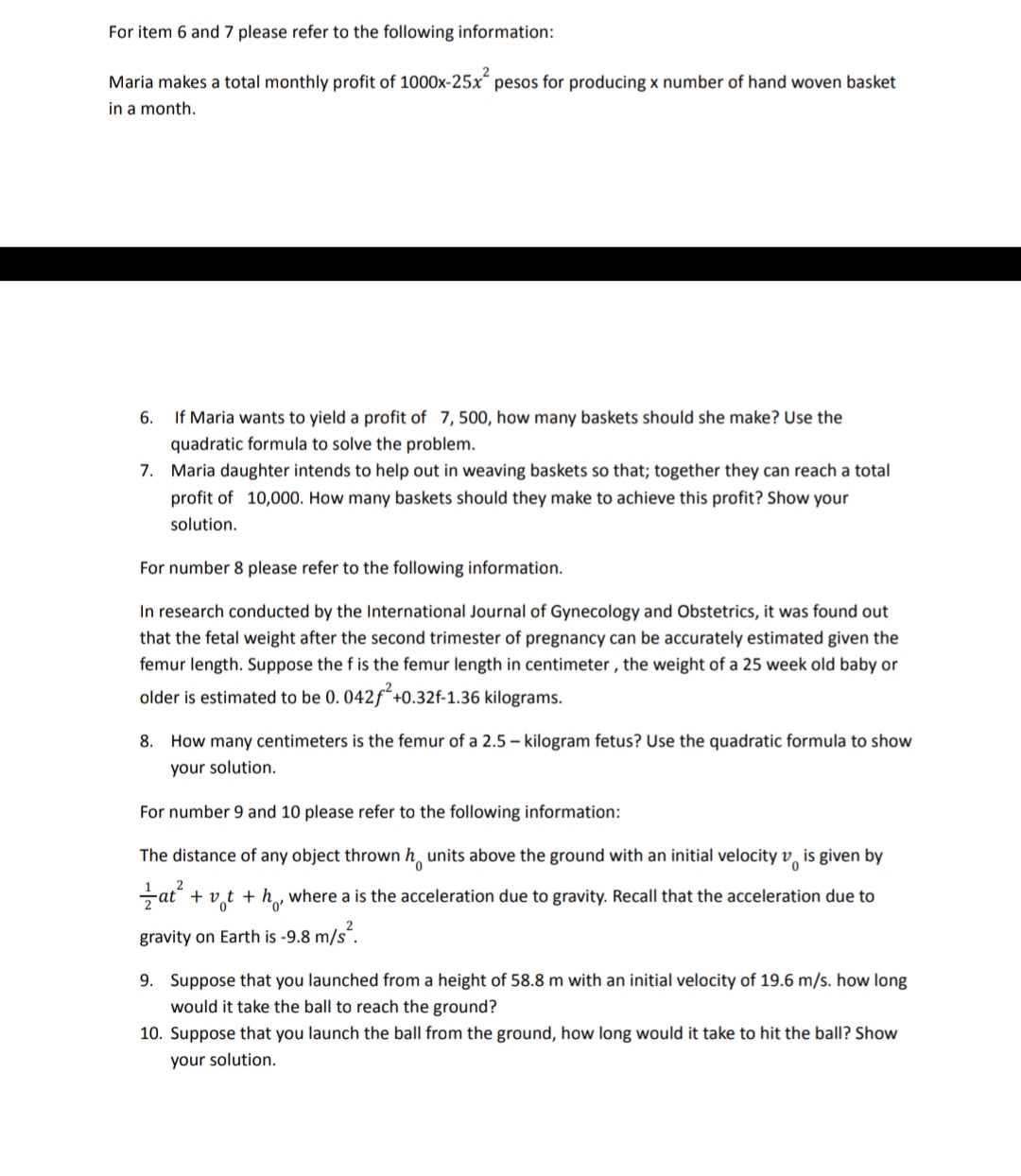 For item 6 and 7 please refer to the following