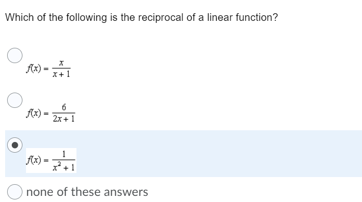 Which of the following is the reciprocal of a