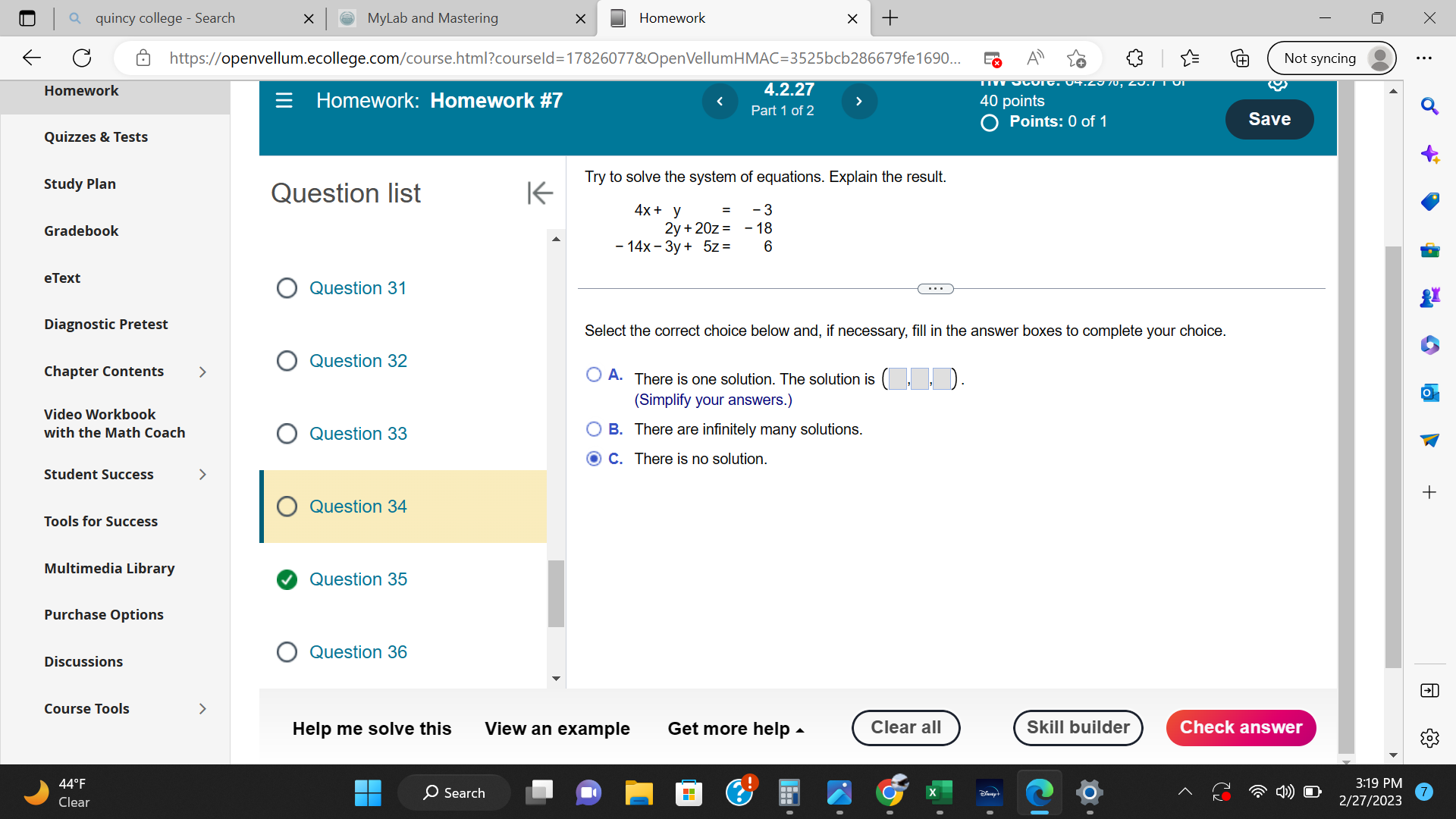 Q quincy college - Search x MyLab and Mastering X