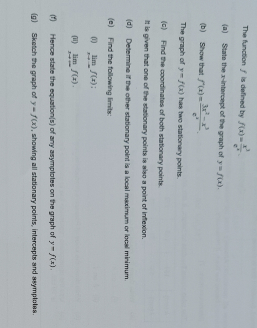 Advanced maths. step solution The function f is