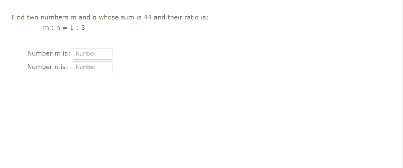 Find two numbers m and n whose sum is 44 and
