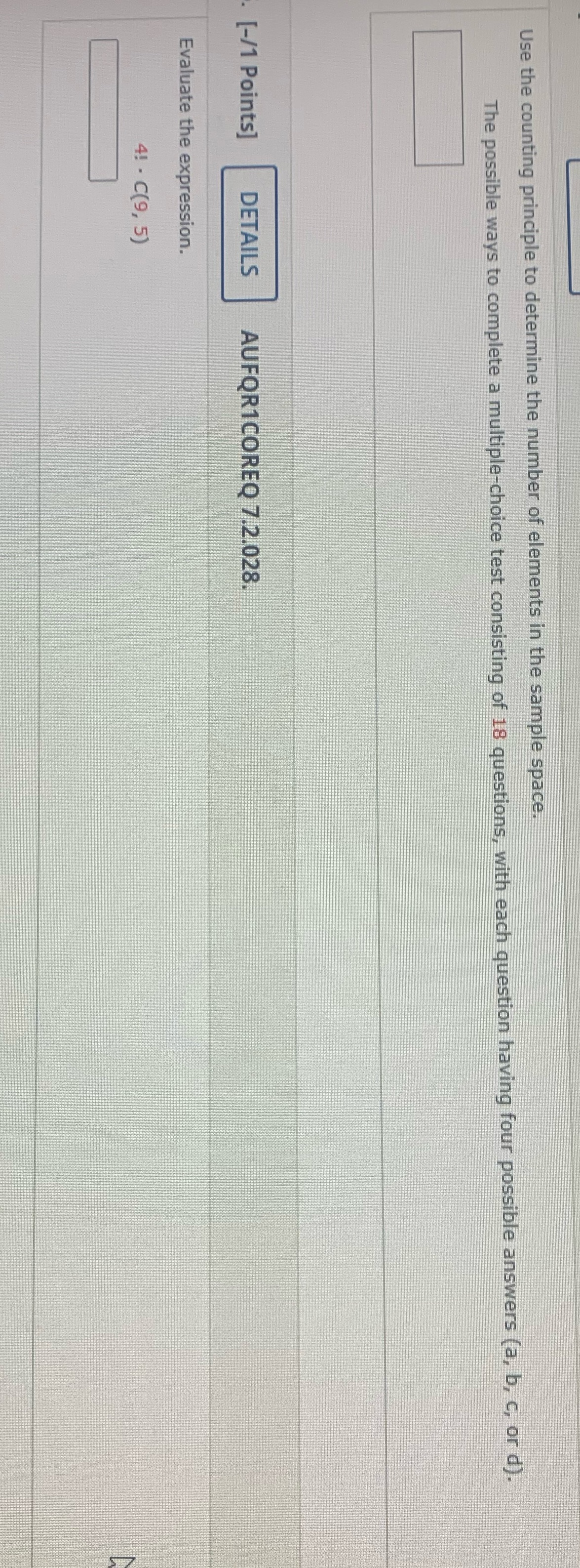 Use the counting principle to determine the