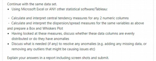 Continue with the same data set. . Using