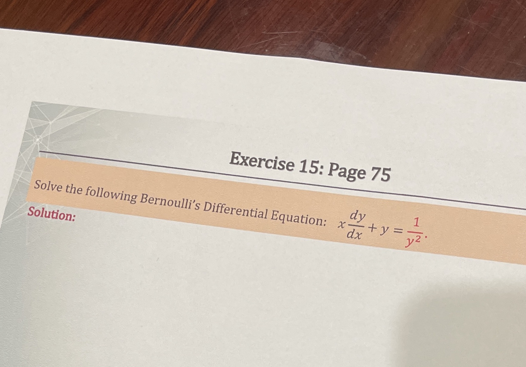 Exercise 15: Page 75 Solve the following