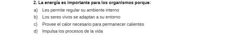 2. La energia es importante para los organismos