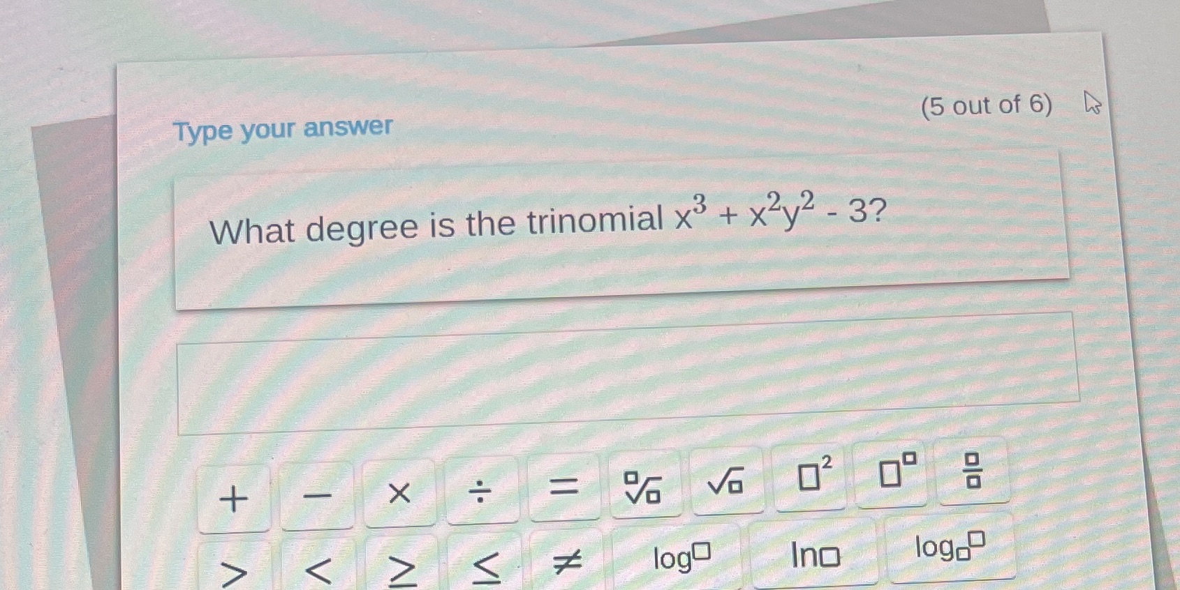 I'm lost, what would the degree be? Type your