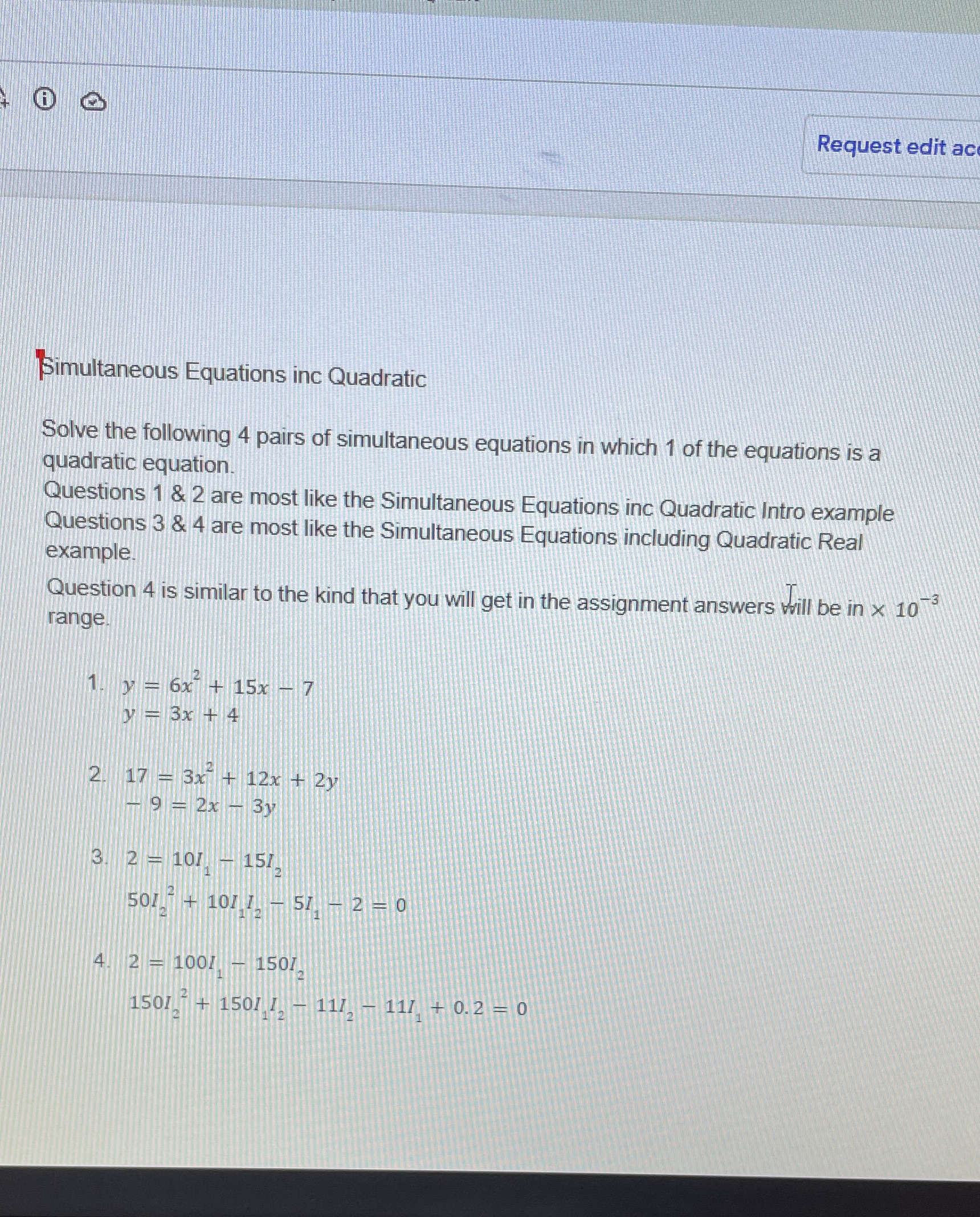Request edit ac Simultaneous Equations inc
