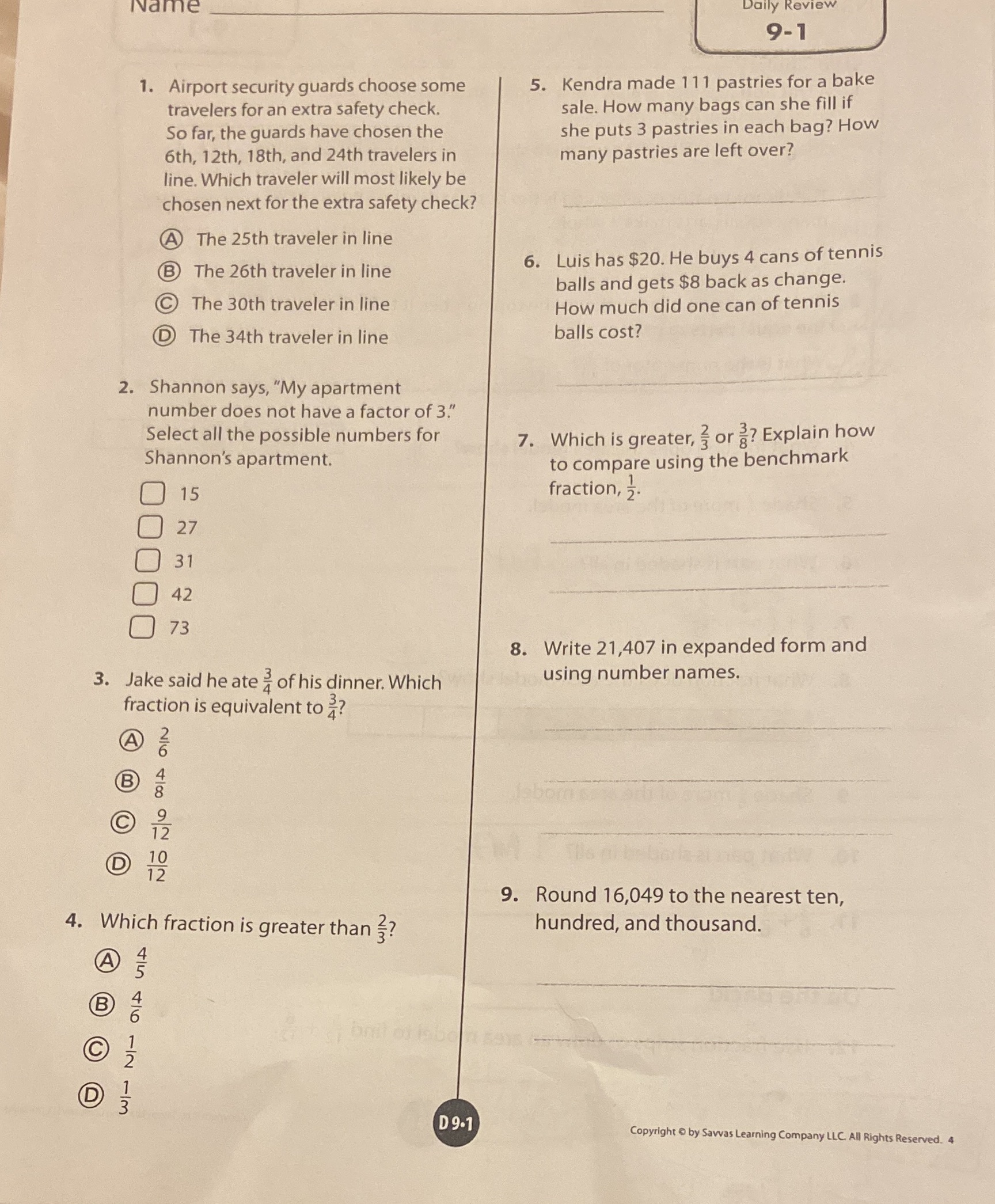 Name Daily Review 9-1 1. Airport security guards