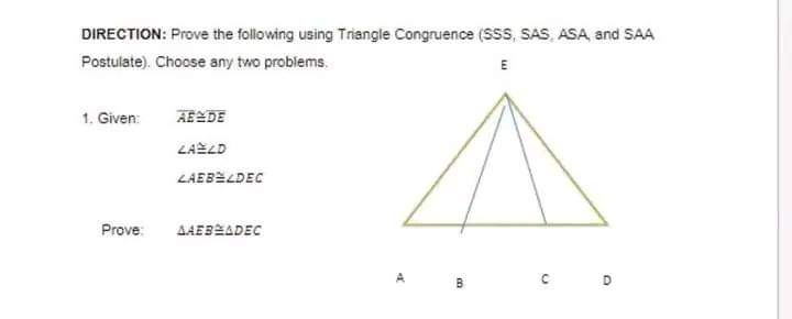 DIRECTION: Prove the following using Triangle
