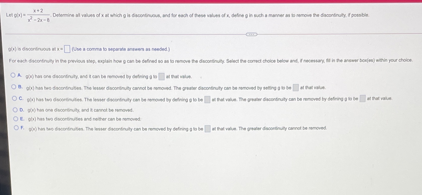* +2 Let g(x) = x2 - 2x - 8 Determine all values