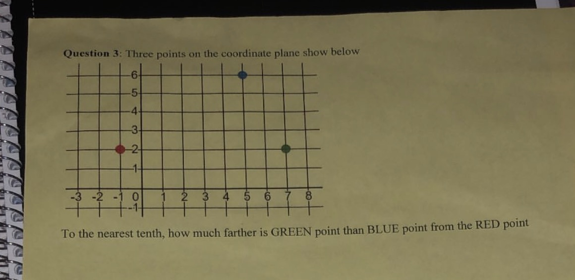 Question 3: Three points on the coordinate plane