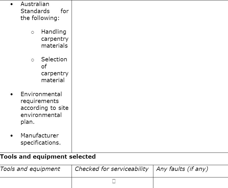 . Australian Standards for the following: o
